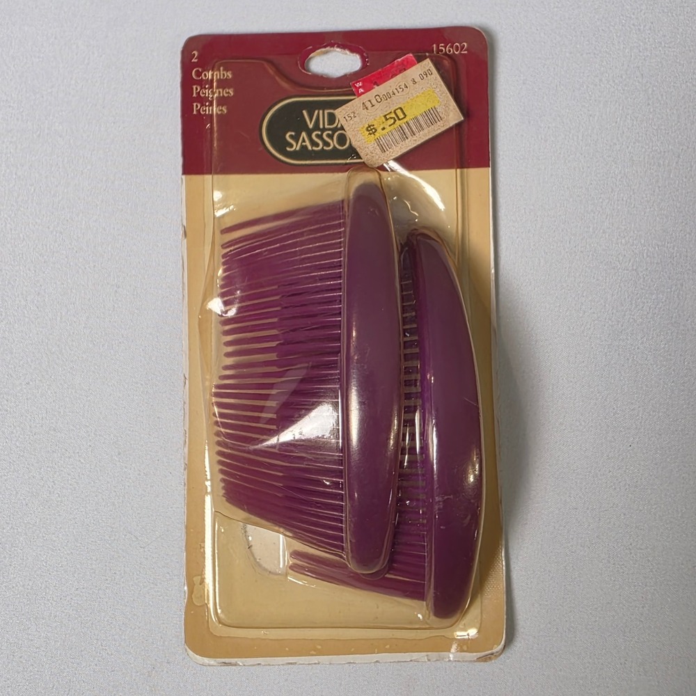 Vidal Sassoon Hair Combs Womens Purple Vintage 1998 Deadstock 2pk 15602